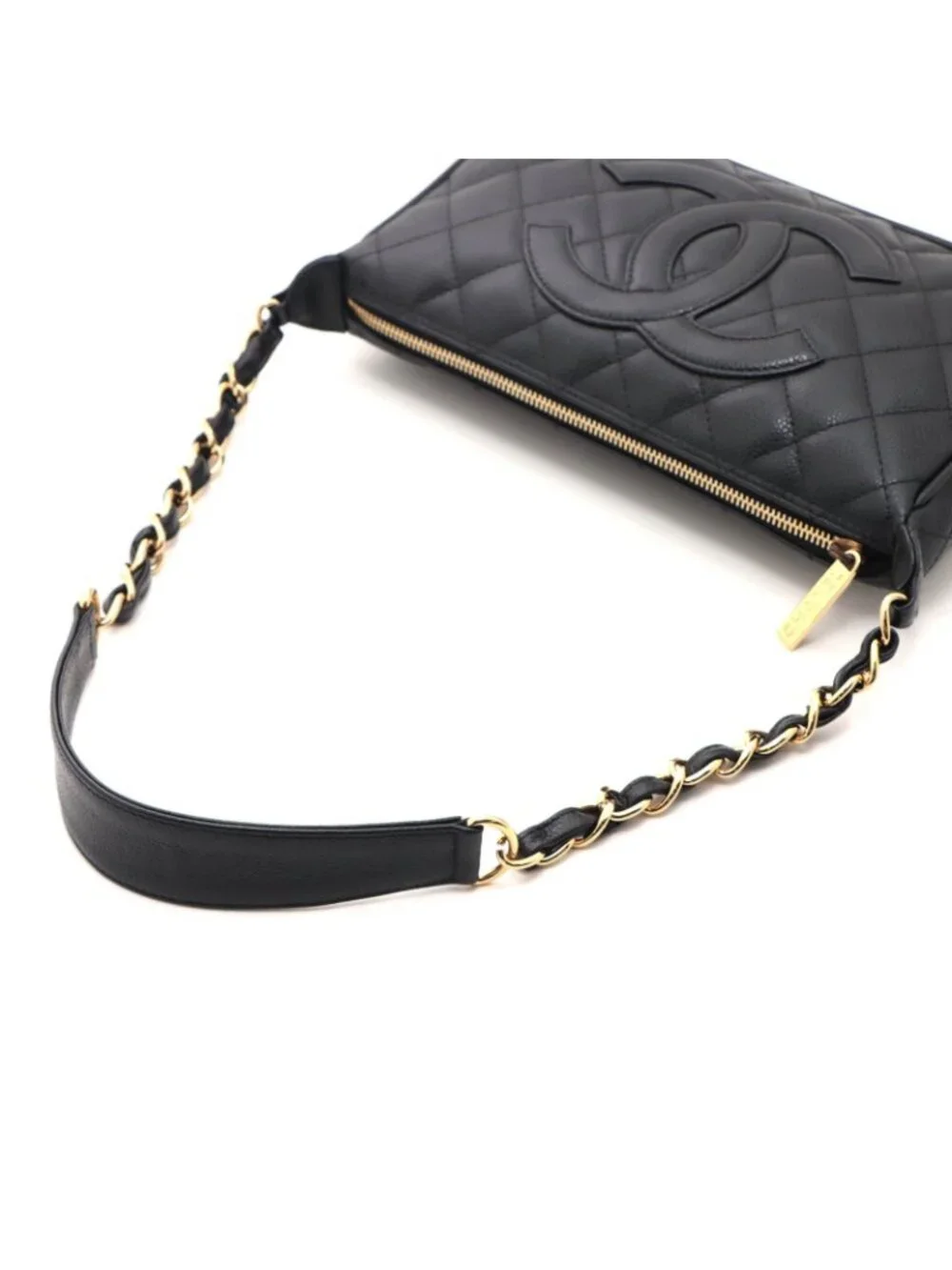 Chanel Quilted Chain Shoulder Black Caviar Bag